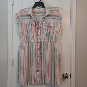 Time And Stripped Utility Dress Sz L 12 14